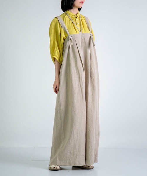セール】[Honnete] Linen Halter Neck Overall / リネン