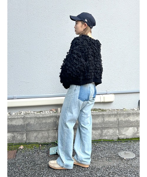 Ungrid（アングリッド）の「ループヤーンニットカーデ（カーディガン/ボレロ・レディース・アイボリー/ブラック・FREE）」の6枚目の写真