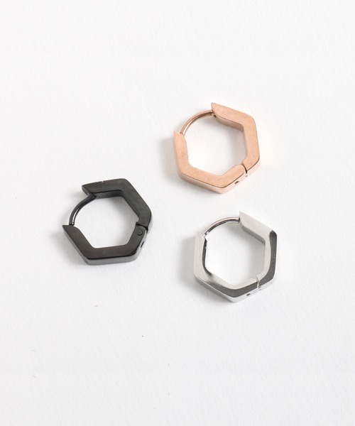 ANCHOR（アンカー）の「フープピアス 六角（ピアス（片耳用）・メンズ・ゴールド/ブラック/シルバー・FREE）」の7枚目の写真