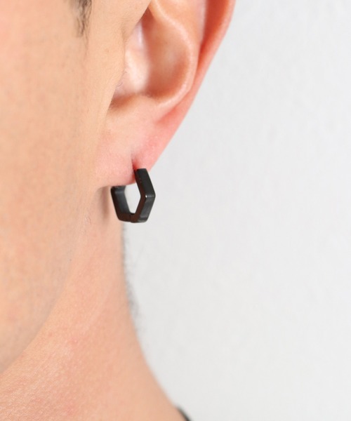 ANCHOR（アンカー）の「フープピアス 六角（ピアス（片耳用）・メンズ・ゴールド/ブラック/シルバー・FREE）」の6枚目の写真