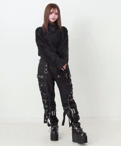 Deviants(ディビアンツ)の「2WAYボンデージデニムパンツ(デニムパンツ・レディース・ブラック/チャコールグレー・MEDIUM/LARGE/LL)」の3枚目の写真