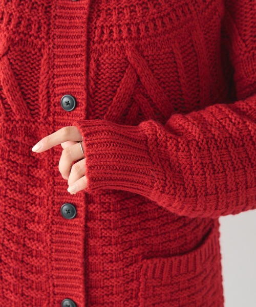 CRAFT STANDARD BOUTIQUE(クラフトスタンダードブティック)の「ざっくり柄Mixケーブルニットカーディガン(カーディガン/ボレロ・レディース・アイボリー/ネイビー/レッド・FREE)」の14枚目の写真