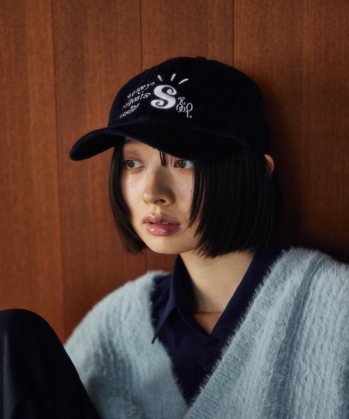セール】モチーフ刺繍 コーデュロイキャップ／フロントデザイン
