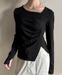 JUNOAH（ジュノア）の「アシメネックドレープカットソー（Tシャツ/カットソー）」