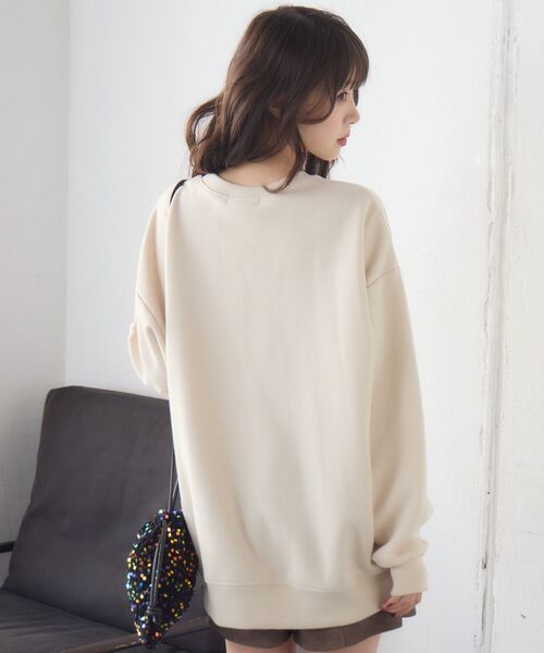 RETRO GIRL（レトロガール）の「箔プリントトレーナー（Tシャツ/カットソー・レディース・チャコールグレー/ナチュラル・FREE）」の10枚目の写真