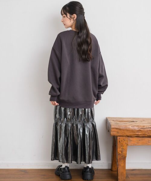 RETRO GIRL（レトロガール）の「箔プリントトレーナー（Tシャツ/カットソー・レディース・チャコールグレー/ナチュラル・FREE）」の14枚目の写真