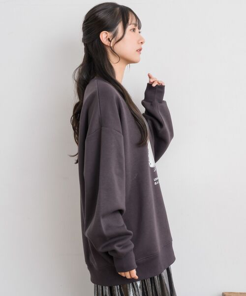 RETRO GIRL（レトロガール）の「箔プリントトレーナー（Tシャツ/カットソー・レディース・チャコールグレー/ナチュラル・FREE）」の16枚目の写真