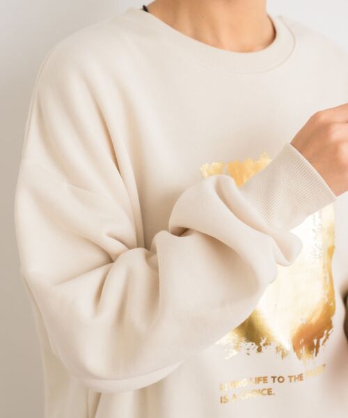 RETRO GIRL（レトロガール）の「箔プリントトレーナー（Tシャツ/カットソー・レディース・チャコールグレー/ナチュラル・FREE）」の21枚目の写真