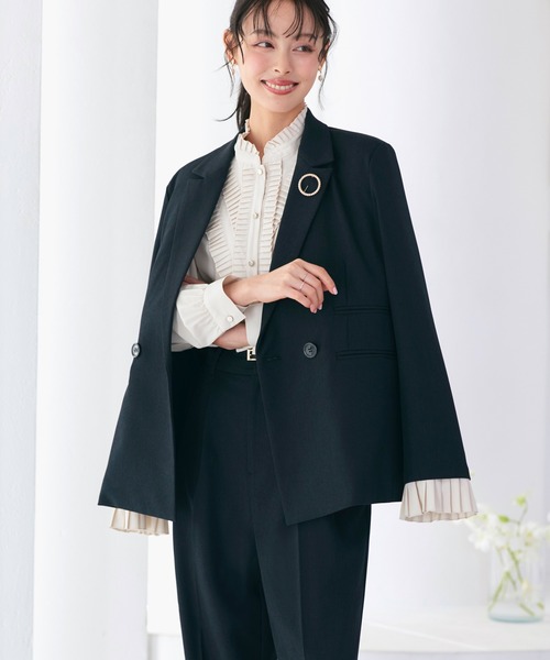 RUIRUE BOUTIQUE（ルイルエブティック）の「洗える ストレッチ ｜ プリーツ スタンドカラー ブラウス ｜ レディース 体型カバー 長袖 オフィスカジュアル きれいめ 上品 無地 華やか トップス シャツ（シャツ/ブラウス・レディース・ホワイト/ブラック/ライトベージュ/チャコールグレー/グリーン・S/M/L/LL/3L/5L/4L）」の20枚目の写真