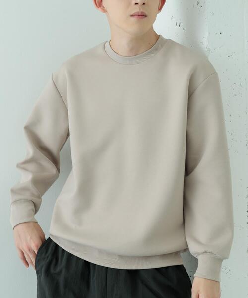 ITEMS URBANRESEARCH（アイテムズ アーバンリサーチ）の「ストレッチダンボール クルーネックプルオーバー（スウェット・メンズ・ブラウン/ブラック/イエロー/ベージュ・LARGE/MEDIUM）」の4枚目の写真