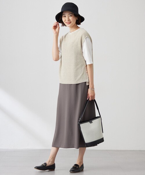 J.PRESS（ジェイプレス）の「【洗える】Linen Cotton Vest  ニット ベスト（ベスト・レディース・ネイビー系/ベージュ系/ライトグレー系/ブルー系・F）」の10枚目の写真