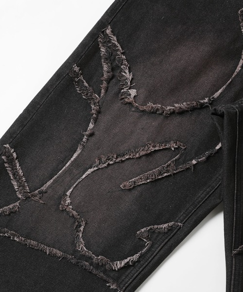 MSG（エムエスジー）の「12ozヴィンテージ加工ロゴ切替バギーワイドデニム【UNISEX】（デニムパンツ・メンズ・ブラック/ブルー/ブラウン・S/M/L/XL）」の19枚目の写真