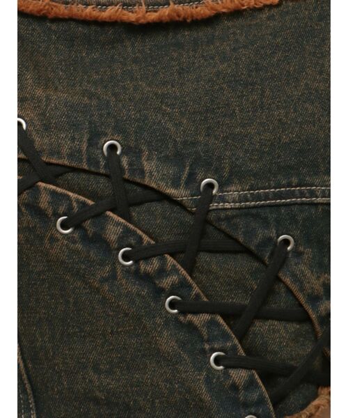 EMODA（エモダ）の「カーブレースアップデニムビスチェ（タンクトップ・レディース・ブラック/ライトブルー/インディゴブルー・FREE）」の14枚目の写真