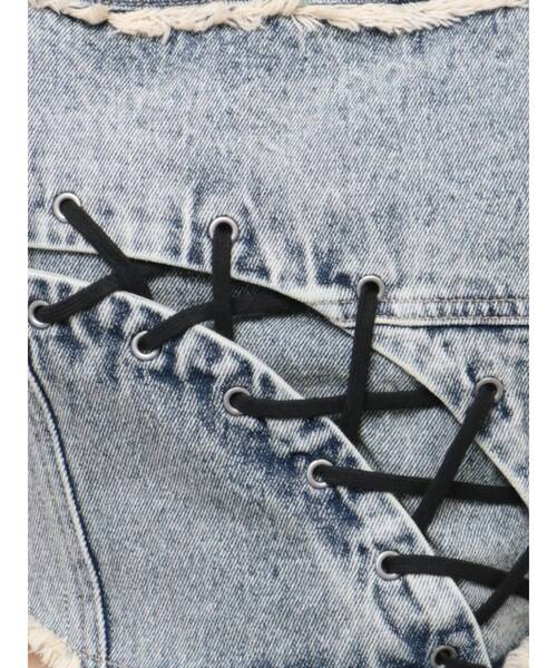 EMODA（エモダ）の「カーブレースアップデニムビスチェ（タンクトップ・レディース・ブラック/ライトブルー/インディゴブルー・FREE）」の15枚目の写真