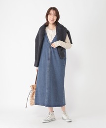 studio CLIP | 【ONKUL掲載商品】フロントジップジャンパースカート[プチサイズあり]《CLIP denim》(ジャンパースカート)