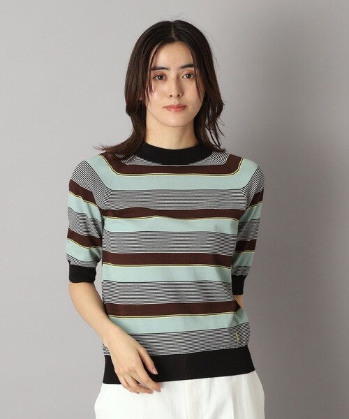 DRESSTERIOR（ドレステリア）の「◆【洗える】マルチボーダーハーフスリーブニット（ニット/セーター・レディース・ブラック系2/グリーン系3/ブラウン系その他3・34/36/38）」の15枚目の写真