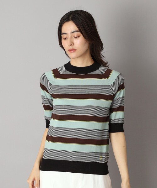 DRESSTERIOR（ドレステリア）の「◆【洗える】マルチボーダーハーフスリーブニット（ニット/セーター・レディース・ブラック系2/グリーン系3/ブラウン系その他3・34/36/38）」の16枚目の写真