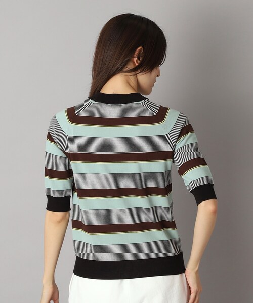 DRESSTERIOR（ドレステリア）の「◆【洗える】マルチボーダーハーフスリーブニット（ニット/セーター・レディース・ブラック系2/グリーン系3/ブラウン系その他3・34/36/38）」の18枚目の写真