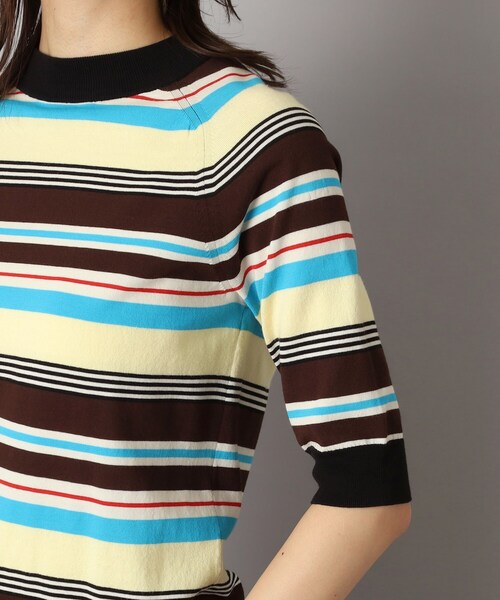 DRESSTERIOR（ドレステリア）の「◆【洗える】マルチボーダーハーフスリーブニット（ニット/セーター・レディース・ブラック系2/グリーン系3/ブラウン系その他3・34/36/38）」の5枚目の写真