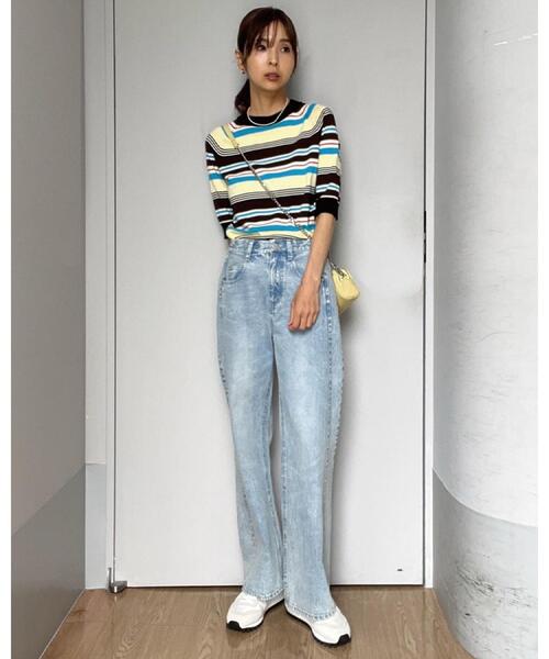 DRESSTERIOR（ドレステリア）の「◆【洗える】マルチボーダーハーフスリーブニット（ニット/セーター・レディース・ブラック系2/グリーン系3/ブラウン系その他3・34/36/38）」の9枚目の写真