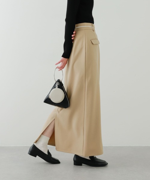 SENSE OF PLACE by URBAN RESEARCH(センスオブプレイスバイアーバンリサーチ)の「フロントポケットペンシルスカート(スカート・レディース・ベージュ/チャコールグレー・SMALL/MEDIUM)」の2枚目の写真