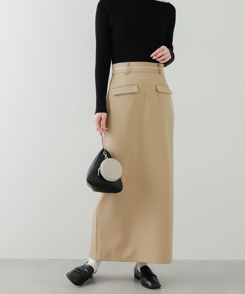 SENSE OF PLACE by URBAN RESEARCH(センスオブプレイスバイアーバンリサーチ)の「フロントポケットペンシルスカート(スカート・レディース・ベージュ/チャコールグレー・SMALL/MEDIUM)」の4枚目の写真