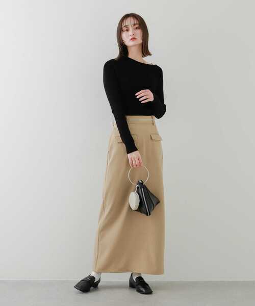 SENSE OF PLACE by URBAN RESEARCH(センスオブプレイスバイアーバンリサーチ)の「フロントポケットペンシルスカート(スカート・レディース・ベージュ/チャコールグレー・SMALL/MEDIUM)」の7枚目の写真