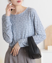 mitis 花柄シアークルーネックロンT