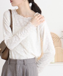 mitis 花柄シアークルーネックロンT