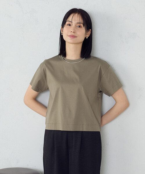 COMME CA ISM（コムサイズム）の「ボックスシルエット クロップド丈 Ｔシャツ（Tシャツ/カットソー・レディース・カーキ/ベージュ/ブラック/ホワイト・MEDIUM/LARGE）」の13枚目の写真