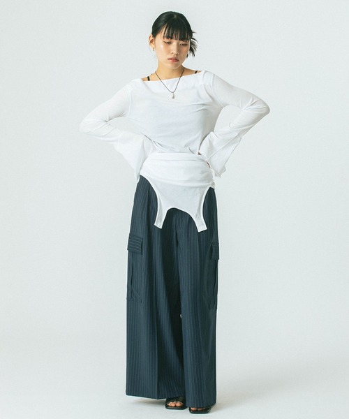 ROSE BUD(ローズバッド)の「(CREOLME)SUITING WIDE PANTS(その他パンツ・レディース・ネイビー/ベージュ・S/M)」の6枚目の写真