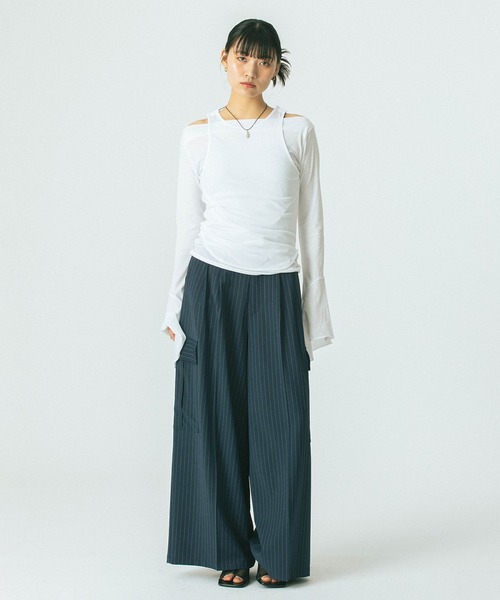 ROSE BUD(ローズバッド)の「(CREOLME)SUITING WIDE PANTS(その他パンツ・レディース・ネイビー/ベージュ・S/M)」の7枚目の写真