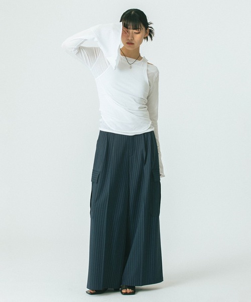 ROSE BUD(ローズバッド)の「(CREOLME)SUITING WIDE PANTS(その他パンツ・レディース・ネイビー/ベージュ・S/M)」の8枚目の写真