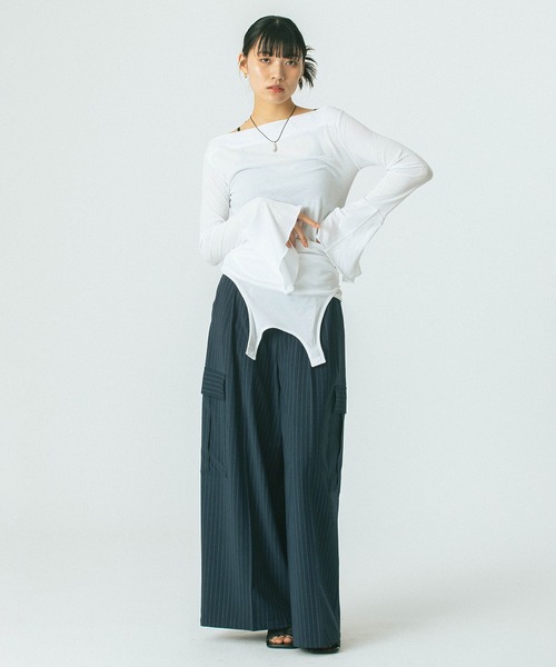 ROSE BUD(ローズバッド)の「(CREOLME)SUITING WIDE PANTS(その他パンツ・レディース・ネイビー/ベージュ・S/M)」の9枚目の写真