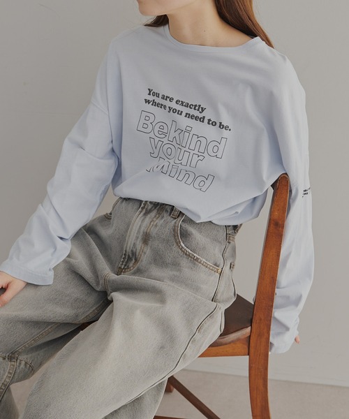 FEEL GOOD CONNECTION AND BLISSFUL TIME（フィールグッドコネクションアンドブリスフルタイム）の「【F&B】オーガニックコットンシアーガーゼカットソー（Tシャツ/カットソー・レディース・オフホワイト/サックスブルー・FREE）」の2枚目の写真