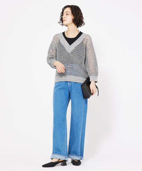 qualite(カリテ) 25SS ラメローゲージVネックニット カリテ qualite ラメローゲージVネックニット【予約