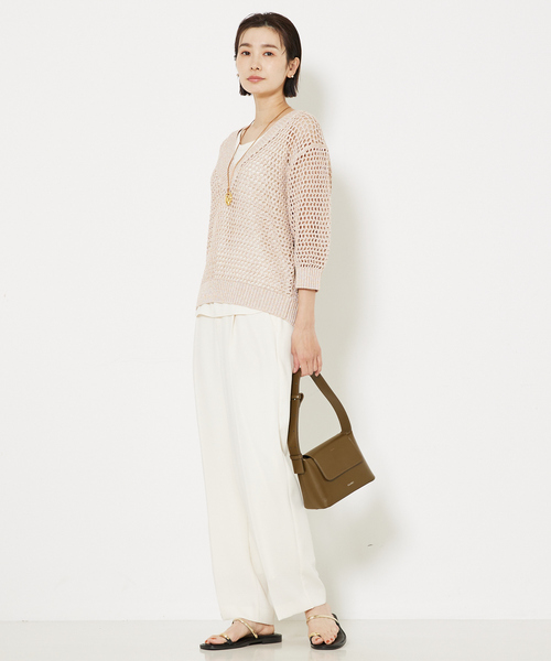 qualite（カリテ）の「ラメローゲージVネックニット（ニット/セーター・レディース・ブルー/ベージュ/ピンク・フリー）」の13枚目の写真