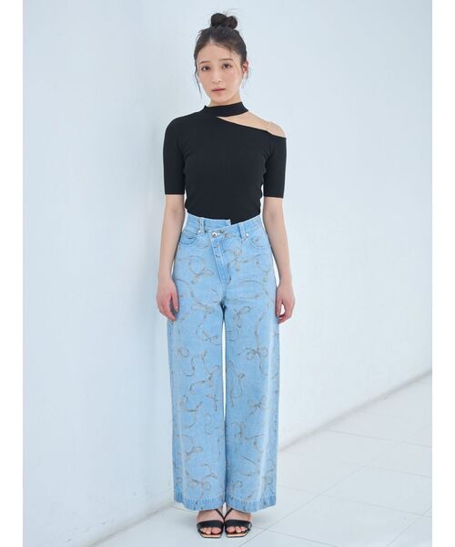 MERCURYDUO（マーキュリーデュオ）の「ショルダーパールチェーンカットアウトニット（ニット/セーター・レディース・オフホワイト/ベージュ/ブラック・FREE）」の17枚目の写真