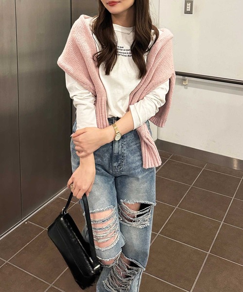 nelliy.(ネルリー)の「オリジナルパッチダメージワイドデニム(デニムパンツ・レディース・ブルー/ブラック・LARGE/MEDIUM)」の7枚目の写真