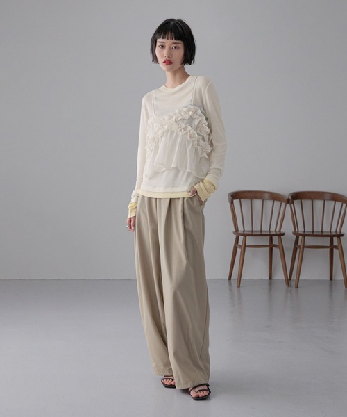 LOWRYS FARM（ローリーズファーム）の「フリルビスチェ　 252717（キャミソール・レディース・ブルー/アイボリー/ブラック・FREE）」の4枚目の写真