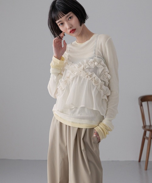 LOWRYS FARM（ローリーズファーム）の「フリルビスチェ　 252717（キャミソール・レディース・ブルー/アイボリー/ブラック・FREE）」の8枚目の写真