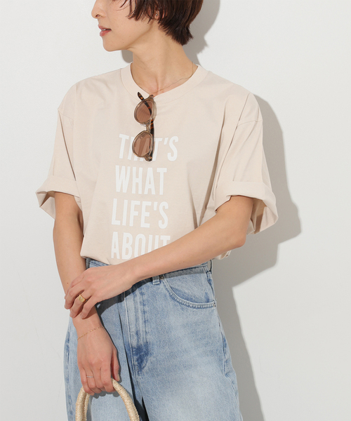 JOURNAL STANDARD relume(ジャーナルスタンダード レリューム)の「LIFE'S ABOUTプリントTEE(Tシャツ/カットソー・レディース・グレー/ベージュ/ホワイト・FREE)」の1枚目の写真
