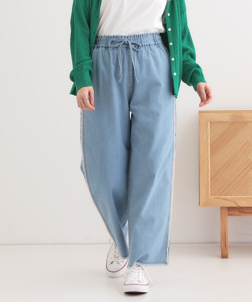Cutie Blonde（キューティーブロンド）の「【S-LL】フリンジイージーデニムパンツ（デニムパンツ・レディース・ライトブルー/ブルー系その他・01/02/03/04）」の3枚目の写真