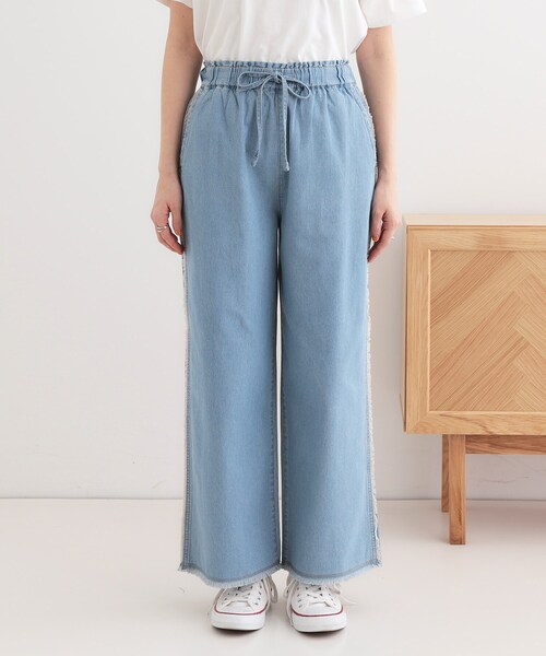 Cutie Blonde（キューティーブロンド）の「【S-LL】フリンジイージーデニムパンツ（デニムパンツ・レディース・ライトブルー/ブルー系その他・01/02/03/04）」の11枚目の写真