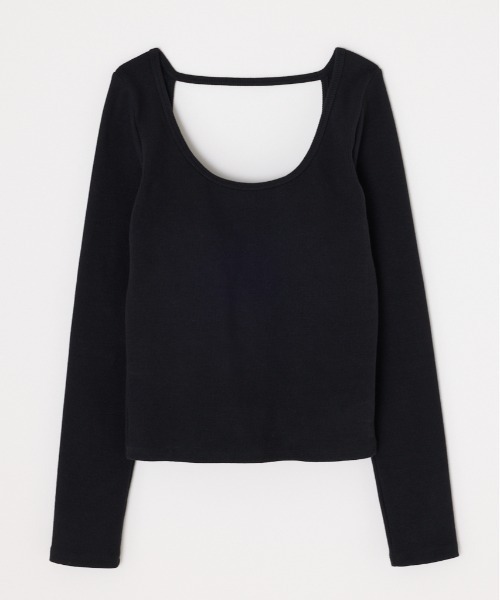 THROW by SLY（スローバイスライ）の「THROW　PAD IN BACK OPEN L/S TOPS パッドイン バックオープン ロングスリーブ トップス（Tシャツ/カットソー・レディース・ブラック/ブラウン・FREE）」の2枚目の写真