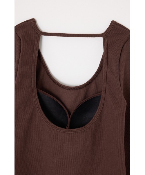 THROW by SLY（スローバイスライ）の「THROW　PAD IN BACK OPEN L/S TOPS パッドイン バックオープン ロングスリーブ トップス（Tシャツ/カットソー・レディース・ブラック/ブラウン・FREE）」の7枚目の写真