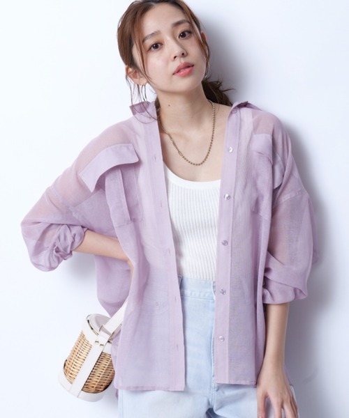 JUSGLITTY（ジャスグリッティー）の「リネンライクシアーシャツ