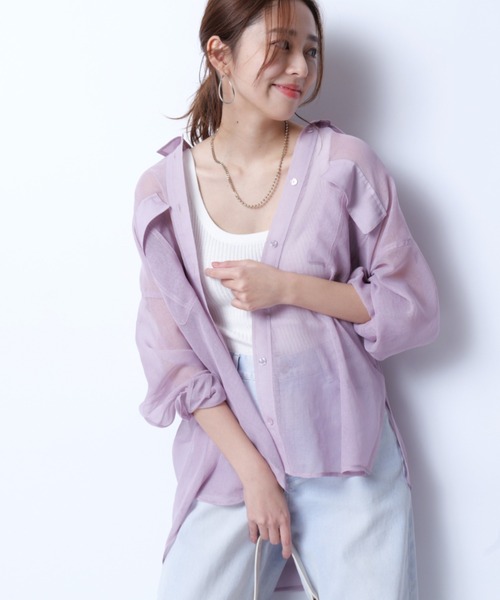 JUSGLITTY（ジャスグリッティー）の「リネンライクシアーシャツ