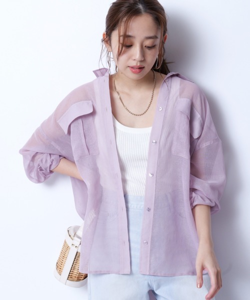 JUSGLITTY（ジャスグリッティー）の「リネンライクシアーシャツ
