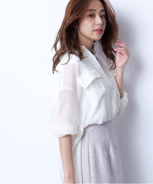 【新作】JUSGLITTY リネンライクシアーシャツ JUSGLITTY（ジャスグリッティー）の「リネンライクシアーシャツ